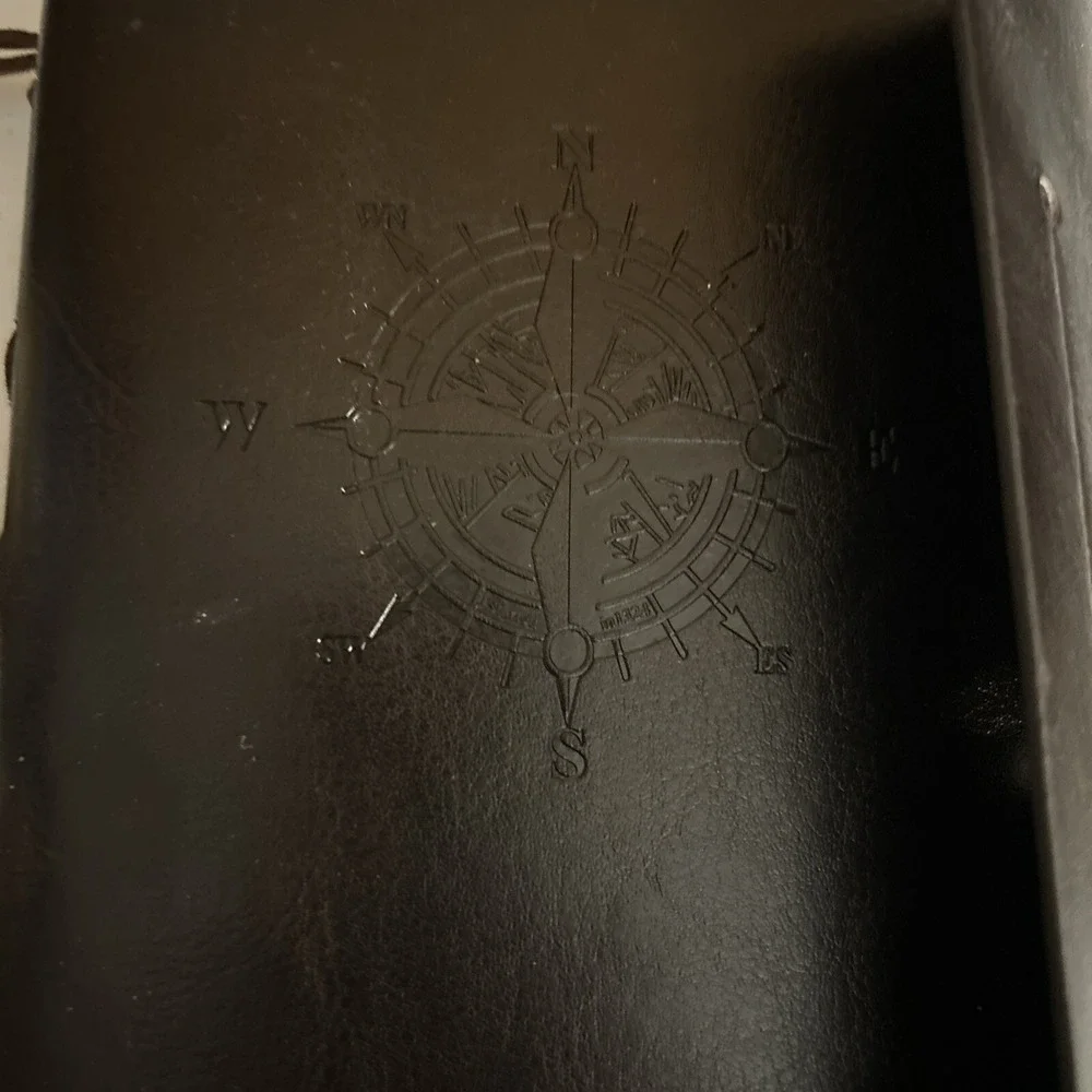 Embossed Faux Leather Journal Brown Unlined Recycled Paper Nautical Compass 5x7